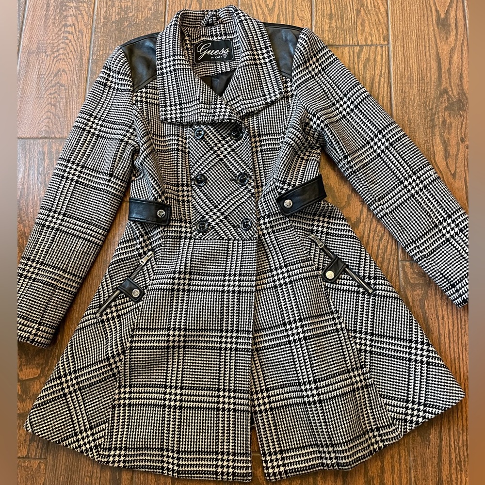 Black and White Guess Pea Coat